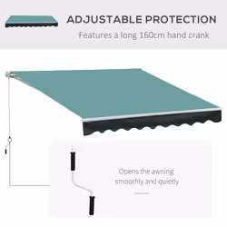 Outsunny Garden Sun Shade Canopy Retractable Awning, 3 x 2.5m, Green - Additional view 5