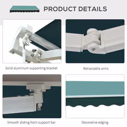 Outsunny Garden Sun Shade Canopy Retractable Awning, 3 x 2.5m, Green - Additional view 6