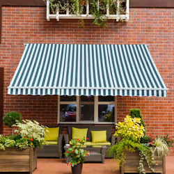 Outsunny Garden Sun Shade Canopy Retractable Awning, 3 x 2.5m, Green and White
