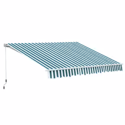Outsunny Garden Sun Shade Canopy Retractable Awning, 3 x 2.5m, Green and White - Additional view 4