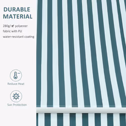 Outsunny Garden Sun Shade Canopy Retractable Awning, 3 x 2.5m, Green and White - Additional view 5