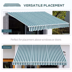 Outsunny Garden Sun Shade Canopy Retractable Awning, 3 x 2.5m, Green and White - Additional view 6