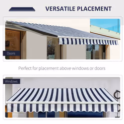 Outsunny Garden Sun Shade Canopy Retractable Awning, 3 x 2.5m, Blue and White