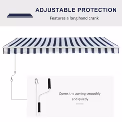 Outsunny Garden Sun Shade Canopy Retractable Awning, 3 x 2.5m, Blue and White - Additional view 5