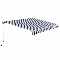 Outsunny Garden Sun Shade Canopy Retractable Awning, 3 x 2.5m, Blue and White - Additional view 8