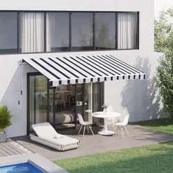 Outsunny Garden Sun Shade Canopy Retractable Awning, 4 x 3(m) Blue and White