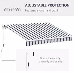 Outsunny Garden Sun Shade Canopy Retractable Awning, 4 x 3(m) Blue and White