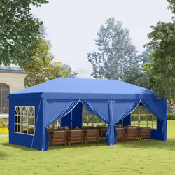 Outsunny 3m x 6m Pop Up Gazebo Party Tent Canopy Marquee with Storage Bag Blue