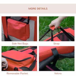 PawHut 60cm Foldable Pet Carrier, Soft Side Pet Travel Crate w/ Mat, Red - Additional view 4