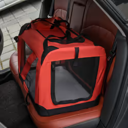 PawHut 60cm Foldable Pet Carrier, Soft Side Pet Travel Crate w/ Mat, Red - Additional view 5