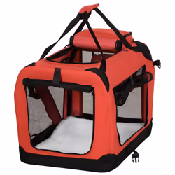 PawHut 60cm Foldable Pet Carrier, Soft Side Pet Travel Crate w/ Mat, Red - Additional view 6