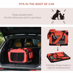 PawHut 60cm Foldable Pet Carrier, Soft Side Pet Travel Crate w/ Mat, Red - Additional view 8