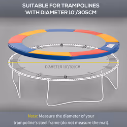 HOMCOM 10ft Trampoline Accessories Surround Pad Spring Cover Padding Multi