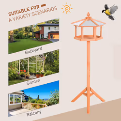 PawHut Wooden Bird Table Free Standing Feeder Garden and Backyard Station - Additional view 10