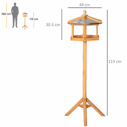PawHut Wooden Bird Table Free Standing Feeder Garden and Backyard Station - Additional view 5