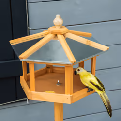 PawHut Wooden Bird Table Free Standing Feeder Garden and Backyard Station - Additional view 6