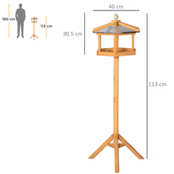 PawHut Wooden Bird Table Free Standing Feeder Garden and Backyard Station - Additional view 8
