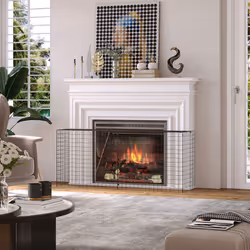 HOMCOM Fireguard Fire Safe Guard Extending Fireplace Wire Mesh Screen Cover
