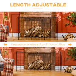 HOMCOM Fireguard Fire Safe Guard Extending Fireplace Wire Mesh Screen Cover