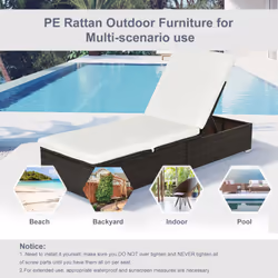 Outsunny Patio Rattan Chaise Lounge Garden Pool Wicker Sun Lounger Adjustable - Additional view 5