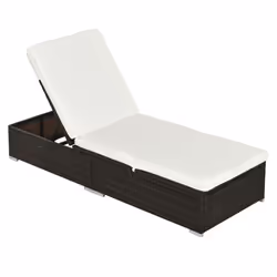 Outsunny Patio Rattan Chaise Lounge Garden Pool Wicker Sun Lounger Adjustable - Additional view 8