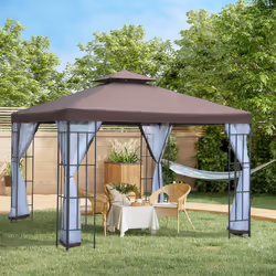 Outsunny 3 x 3(m) Patio Gazebo Canopy Garden Pavilion with 2 Tier Roof, Coffee - Additional view 4