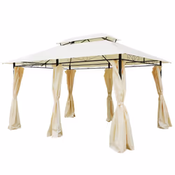Outsunny Beige 4m x 3m Gazebo | Steel Framed Outdoor Party Tent