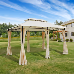Outsunny Beige 4m x 3m Gazebo | Steel Framed Outdoor Party Tent - Additional view 6