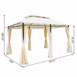 Outsunny Beige 4m x 3m Gazebo | Steel Framed Outdoor Party Tent - Additional view 7