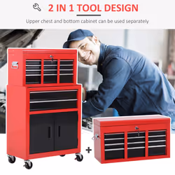 Portable Toolbox Tool Box Top Chest Cabinet Garage Storage Roll Cab Red New