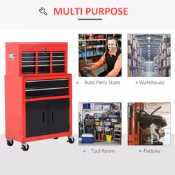 Portable Toolbox Tool Box Top Chest Cabinet Garage Storage Roll Cab Red New