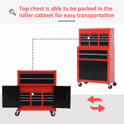 Portable Toolbox Tool Box Top Chest Cabinet Garage Storage Roll Cab Red New - Additional view 4