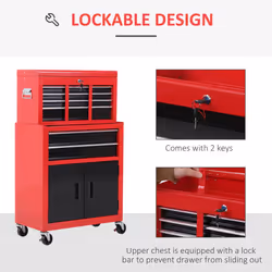 Portable Toolbox Tool Box Top Chest Cabinet Garage Storage Roll Cab Red New - Additional view 5