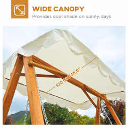 Outsunny Swing Chair 3 Seater Swinging Wooden Hammock Garden Seat Outdoor Canopy