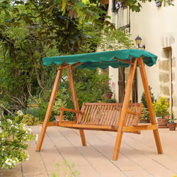 Outsunny Swing Chair 3 Seater Swinging Wooden Hammock Garden Seat Outdoor Canopy