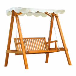 Outsunny 2 Seater Wooden Garden Swing Chair Seat Hammock Bench Furniture Lounger