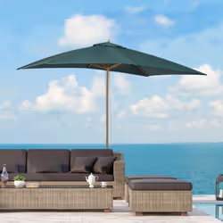 Outsunny Wooden Garden Parasol Sun Shade Patio Umbrella Canopy Green