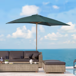 Outsunny Wooden Garden Parasol Sun Shade Patio Umbrella Canopy Green