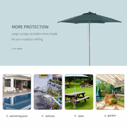 Outsunny 2.5m Wood Garden Parasol Sun Shade Patio Outdoor Wooden Umbrella Canopy - Additional view 4