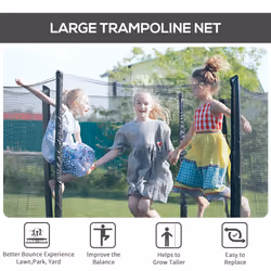 HOMCOM 8' Trampoline Bounce Safety Fence Round Trampoline Enclosure Net 6 Poles