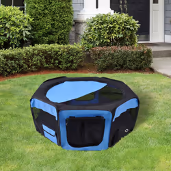 Fabric Pet Puppy Dog Cat Rabbit Pig Playpen Play Pen Run Blue Black 37x37x95cm