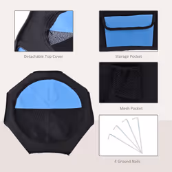 Fabric Pet Puppy Dog Cat Rabbit Pig  Playpen Play Pen Run Blue Black 37x37x95cm - Additional view 5