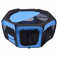 Fabric Pet Puppy Dog Cat Rabbit Pig  Playpen Play Pen Run Blue Black 37x37x95cm - Additional view 8