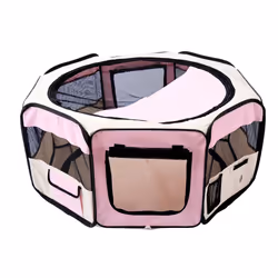 Fabric Pet Puppy Dog Cat Rabbit Pig Guinea Playpen Play Pen Run M Pink and Cream - Additional view 8