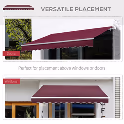 Outsunny Garden Sun Shade Canopy Retractable Awning, 3 x 2.5m, Wine Red - Additional view 6