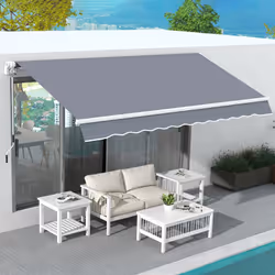Outsunny Garden Sun Shade Canopy Retractable Awning, 4 x 3(m), Grey