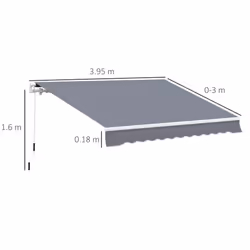 Outsunny Garden Sun Shade Canopy Retractable Awning, 4 x 3(m), Grey - Additional view 7