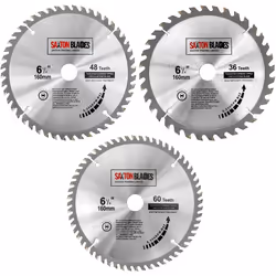 TCT160MXC Saxton TCT Circular Wood Saw Blades 160mm x 20mm for Festool TS55 Bosch Makita (Pack of 3)