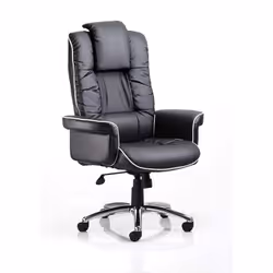 A prestigious range of luxurious and well cushioned leather executive chairs with wide gull wing armrests and contrasting pip ...