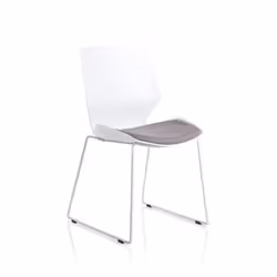 Dynamic Florence Sled Visitor Chair With White Frame and Grey Fabric S